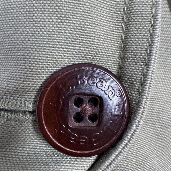 VTG LL Bean Women M Utility Field Barn Jacket Green Canvas Corduroy Chore Coat - Picture 10 of 16